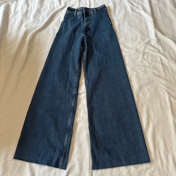 Zara 0 Wide Leg High Rise Jeans ~ Boho Festival Retro Vibes - Picture 3 of 8